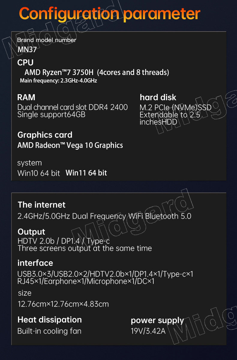 ภาพประกอบคำอธิบาย มินิคอมพิวเตอร์ มินิพีซี Mini PC AMD Ryzen R7 มินิคอมพิวเตอร์เดสก์ทอป