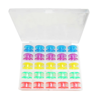 25ชิ้นพลาสติกม้วนด้ายสีเดียวชุดจักรที่มีกล่องเก็บเคสสำหรับบ้านเย็บผ้า 25ชิ้นพลาสติกม้วนด้ายสีเดียวชุดจักรที่มีกล่องเก็บเคสสำหรับบ้านเย็บผ้า