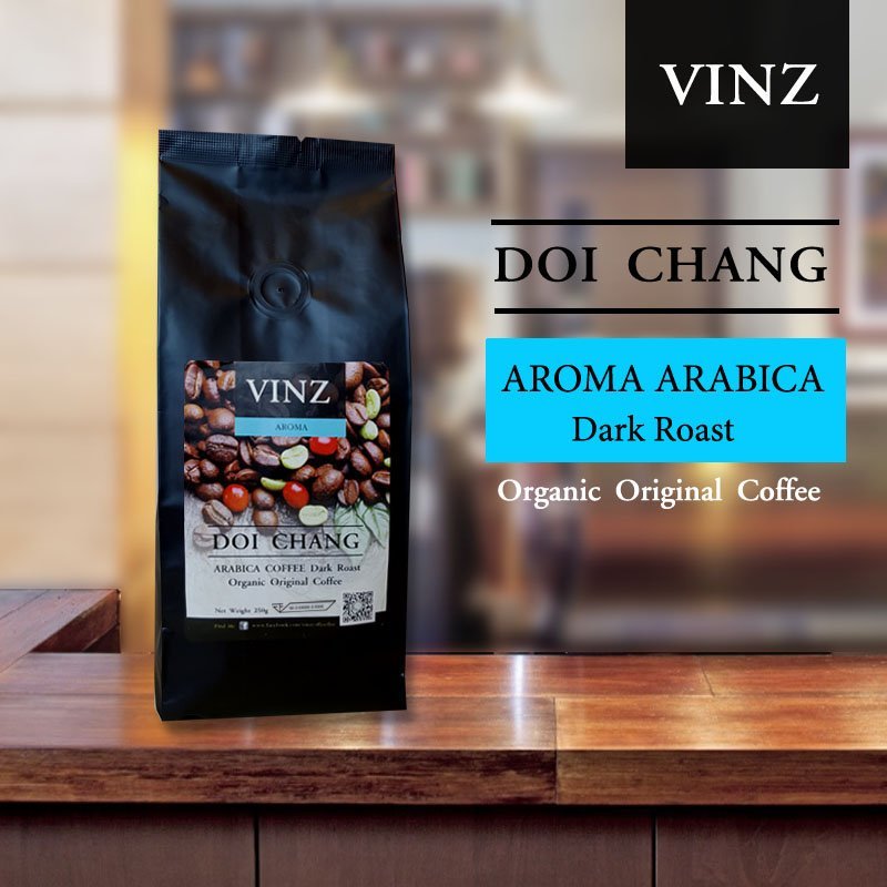 VINZ Coffee Bean Aroma เมล็ดกาแฟดอยช้าง อาราบิก้า ปลอดสารพิษ คั่วเข้ม 1 ถุง (250 กรัม) VINZ Coffee Bean Aroma เมล็ดกาแฟดอยช้าง อาราบิก้า ปลอดสารพิษ คั่วเข้ม 1 ถุง (250 กรัม)