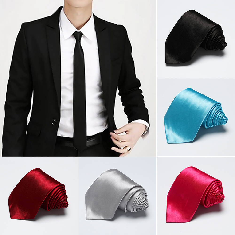 SWRJGM SHOP Party Wedding 8cm Width Casual Classic Solid Color Polyester Business Necktie Slim Tie