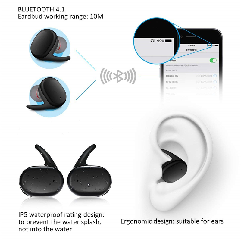 มุมมองเพิ่มเติมเกี่ยวกับ HUAQOO หูฟังบลูทูธ หูฟังไร้สาย หูฟังตัดเสียงรบกวน Y30 TWS 5.0 สำหรับโทรศัพท์มือถือ Android IOS