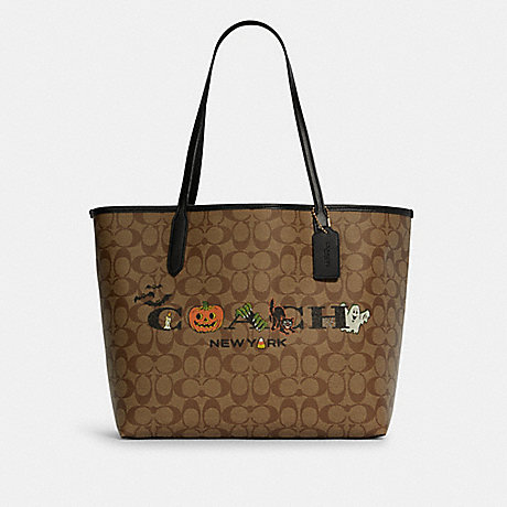 ของแท้ Coach 5714 City Tote IN SIGNATURE CANVAS WITH HALLOWEENN พิมพ์ผู้หญิงไหล่กระเป๋าช้อปปิ้ง ราคา 6,990 บาท*ส่งฟรี