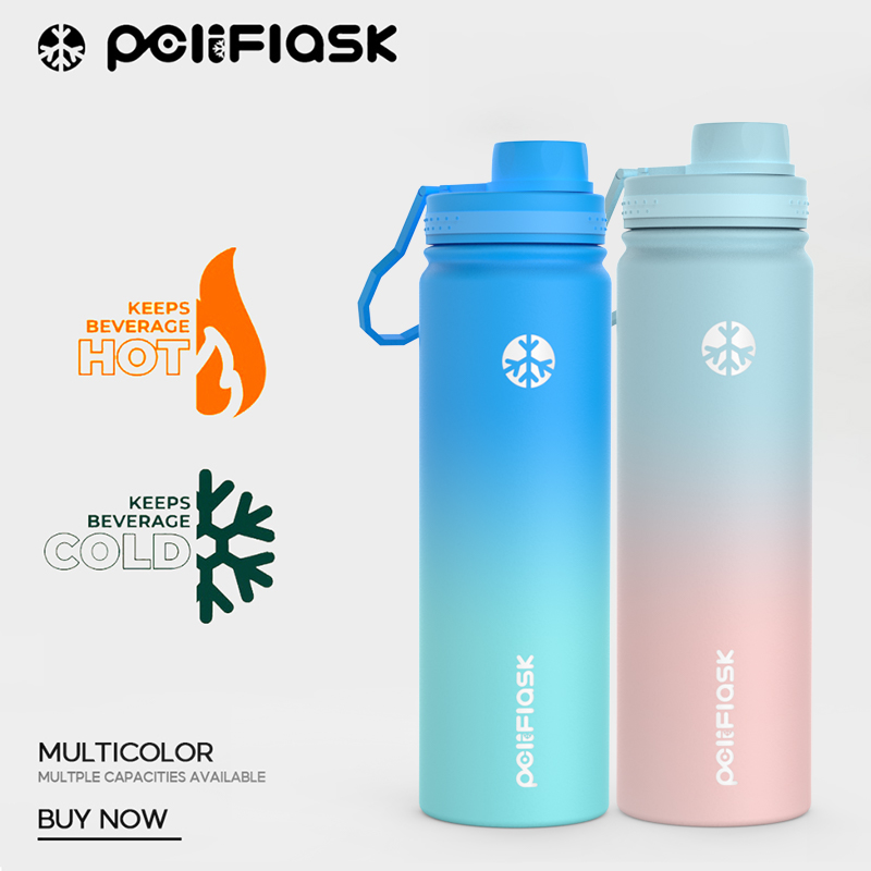 PELIFLASK 650ml/22oz Sports Insulated Cup Flat Bottomed Wide Mouth Water Bottle Vacuum Insulated 304 Stainless Steel Car Insulated Cup ราคา 223 บาท*ส่งฟรี