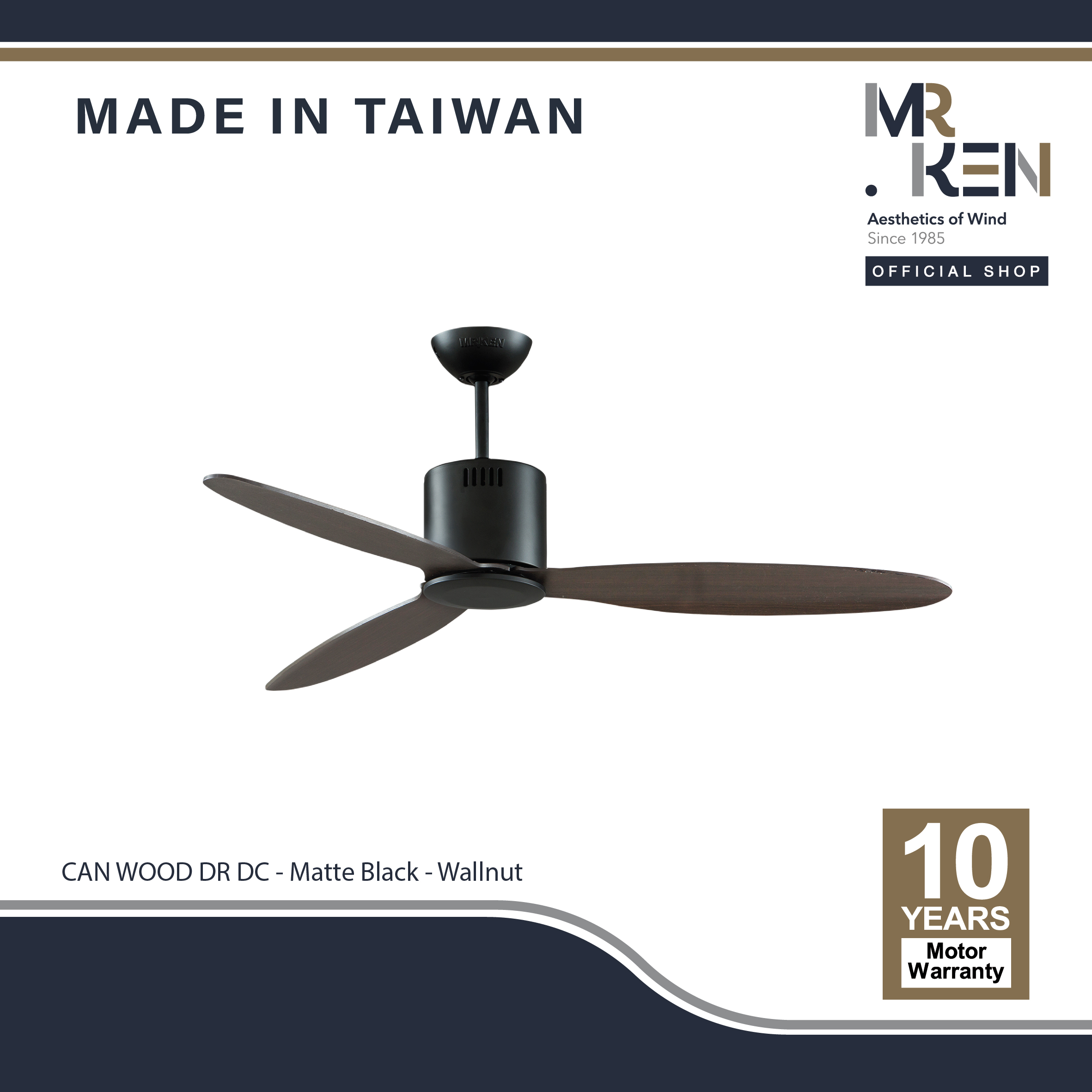 พัดลมเพดาน MR KEN Ceiling Fan รุ่น CAN Wood DR DC Motor ขนาด 52" พร้อมรีโมทคอนโทรล ราคา 7,230 บาท*ส่งฟรี