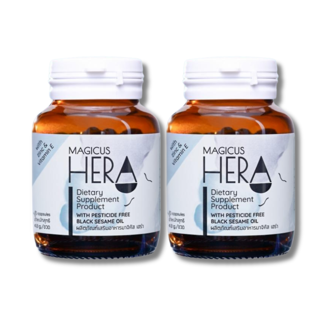 Magicus Hera (มาจิคัสเฮร่า) วิตามินลดผมร่วง ผมบาง เพิ่มผมหนา ด้วยสารสกัดเข้มข้นจากน้ำมันงาดำออร์แกนิก : 2 กระปุก ราคา 1,500 บาท*ส่งฟรี