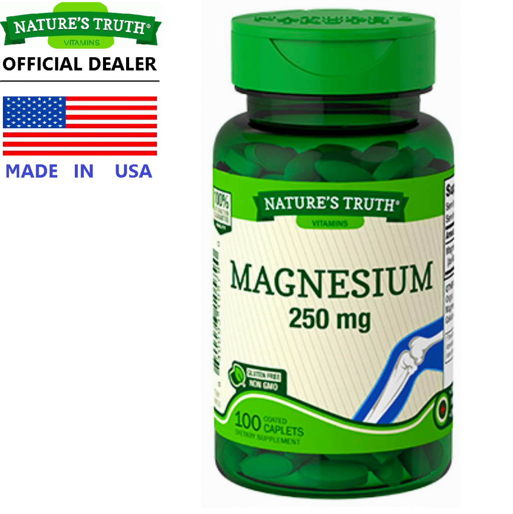 Nature's Truth Magnesium 250 mg x 100 เม็ด เนเจอร์ ทรูทร์ แมกนีเซียม /  กินร่วมกับ แคลเซี่ยม โคลีน ดีเอชเอ น้ำมันปลา โอเมก้า3 เมล็ดแฟลกซ์ กิงโกะ  แปะก๊วย อาร์จินีน แอล-ธีอะนีน เลซิติน คริลล์ออย แมกนีเซียม ขมิ้นชัน  วิตามินบี / | Lazada.co.th