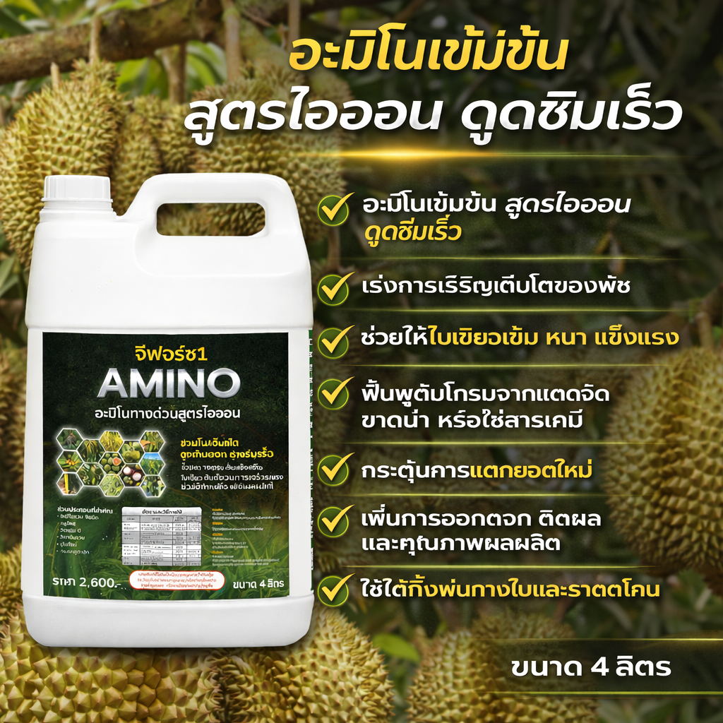 Amino Express Accelerates Plant Growth Helps Leaves Become Dark Green Stimulates New Shoot Formation Gforce 4 Liters ราคา 594 บาท*ส่งฟรี