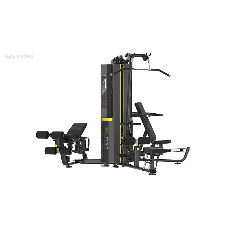 Fitness Equipment That Includes Multiple Exercises with 3 Sets of Weights.