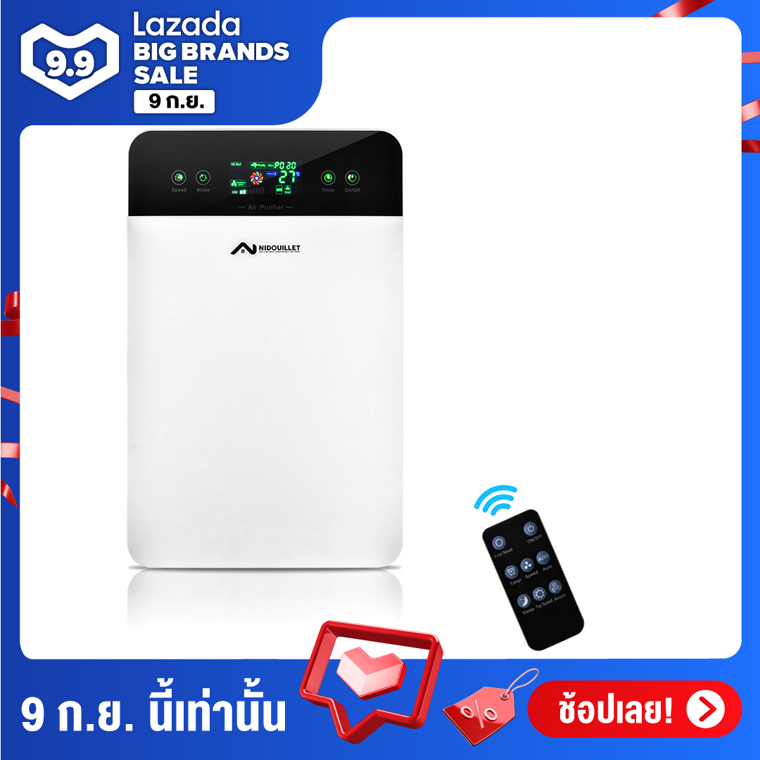 Nidouillet Air Purifier  เครื่องฟอกอากาศฟังก์ชั่นภาษาไทย สำหรับห้อง 60 ตร.ม.  กรองได้ประสิทธิภาพมากที่สุด กรองฝุ่น ควัน และสารก่อภูมิ