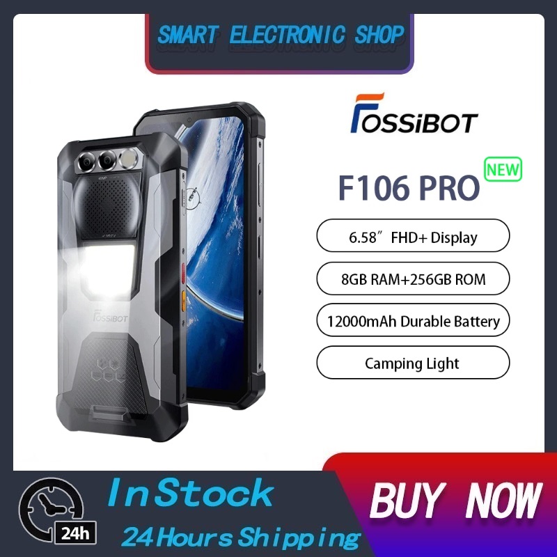 FOSSiBOT F106 PROสมาร์ทโฟนที่ทนทานAndroid 14 15GB + 256GBโทรศัพท์มือถือ 6.58”FHD + 12000MAh 20MP Night Vision ราคา 6,800 บาท*ส่งฟรี