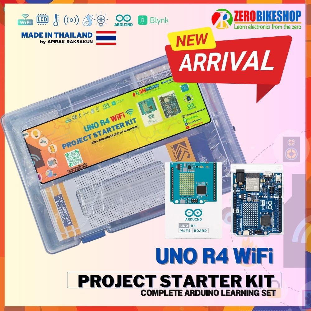 ชุดเรียนรู้ Arduino UNO R4 WiFi Project Starter kit Original UNO R4 WiFi 100% completible with Arduino Cloud by ZEROBIKE ราคา 2,190 บาท*ส่งฟรี