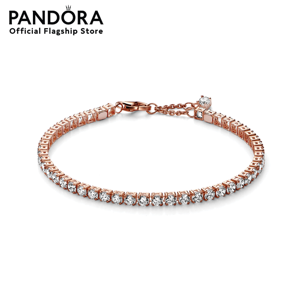 Pandora 14k Rose gold-plated bracelet with clear cubic zirconia เครื่องประดับ สร้อยข้อมือ สร้อยข้อมือสีโรส สร้อยแพนดอร่า แพนดอร่า ราคา 7,320 บาท*ส่งฟรี