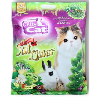 Catty cat ทรายเต้าหู้ผสมชาเขียว สำหรับแมว สูตรธรรมชาติ 100% ขนาด 6ลิตร x 2ถุง Catty cat ทรายเต้าหู้ผสมชาเขียว สำหรับแมว สูตรธรรมชาติ 100% ขนาด 6ลิตร x 2ถุง