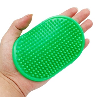 (Green) New Pet Rubber Grooming Massage Hair Removal Bath Brush Glove Dog Cat Hair Comb - intl