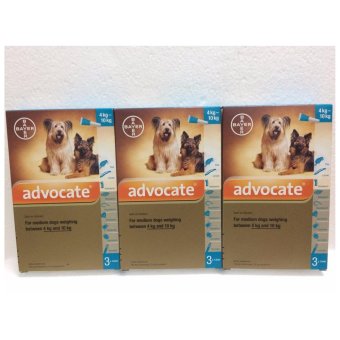 Advocate Dog แอดโวเคท สำหรับสุนัขน้ำหนัก4-10 กก. สีฟ้า 1 ml/หลอด x3กล่อง(9หลอด) Advocate Dog แอดโวเคท สำหรับสุนัขน้ำหนัก4-10 กก. สีฟ้า 1 ml/หลอด x3กล่อง(9หลอด)