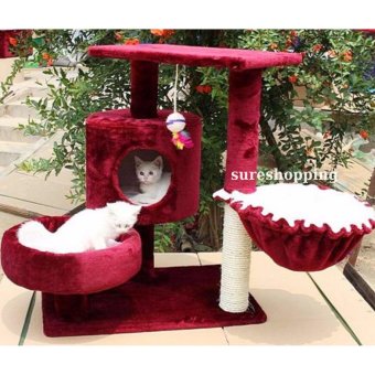 คอนโดแมว ที่นอนแมว ของเล่นแมว บ้านแมว ที่ลับเล็บแมว ที่ฝนเล็บแมว สีแดงไวน์ คอนโดแมว ที่นอนแมว ของเล่นแมว บ้านแมว ที่ลับเล็บแมว ที่ฝนเล็บแมว สีแดงไวน์