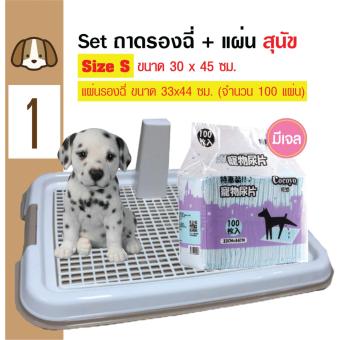 Dog Toilet ถาดฝึกฉี่ ถาดรองฉี่ ห้องน้ำสุนัข แบบมีเสา Size S 30x45 ซม. + Cocoyo แผ่นรองซับสัตว์เลี้ยง แผ่นรองฉี่สุนัข แบบมีเจล ไซท์เล็ก 33x44cm (100 แผ่น) Dog Toilet ถาดฝึกฉี่ ถาดรองฉี่ ห้องน้ำสุนัข แบบมีเสา Size S 30x45 ซม. + Cocoyo แผ่นรองซับสัตว์เลี้ยง แผ่นรองฉี่สุนัข แบบมีเจล ไซท์เล็ก 33x44cm (100 แผ่น)