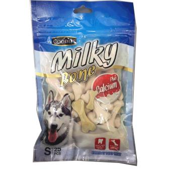 Goodies Milky Bone รสนม ไซส์ S (25 ชิ้น) ขนมขัดฟันสุนัขรูปทรงกระดูก มิลค์กี้ โบน Goodies Milky Bone รสนม ไซส์ S (25 ชิ้น) ขนมขัดฟันสุนัขรูปทรงกระดูก มิลค์กี้ โบน