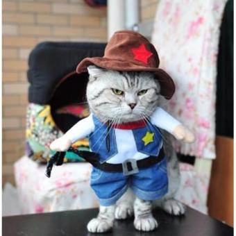 Pet Dog Cat Cowboy Costume เสื้อผ้าสุนัขและแมว ชุดคาวบอย (Size L) Pet Dog Cat Cowboy Costume เสื้อผ้าสุนัขและแมว ชุดคาวบอย (Size L)