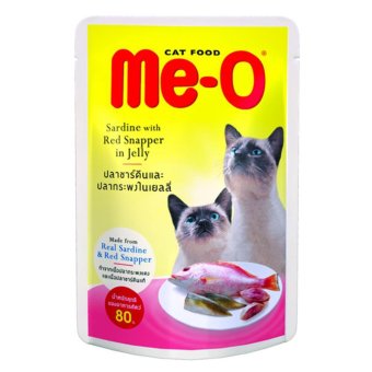ME-O Pouch Sardine and Red Snapper มีโอ อาหารแมวชนิดเปียกสำหรับแมวทุกสายพันธุ์ ปลาซาร์ดีนและปลากระพง ขนาด 80กรัม 48ซอง ME-O Pouch Sardine and Red Snapper มีโอ อาหารแมวชนิดเปียกสำหรับแมวทุกสายพันธุ์ ปลาซาร์ดีนและปลากระพง ขนาด 80กรัม 48ซอง