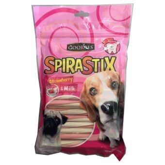 Goodies Spirastix with Strawberry & Milk 450g ขนมขัดฟัน แท่งเกลียว กลิ่นนม & สตอเบอรี่ เสริมแคลเซียม 450 กรัม Goodies Spirastix with Strawberry & Milk 450g ขนมขัดฟัน แท่งเกลียว กลิ่นนม & สตอเบอรี่ เสริมแคลเซียม 450 กรัม