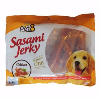 Pet8 Sasami ขนมสุนัขเนื้อสันในไก่ห่อแท่งเกลียว (JJ404) 180 g. Pet8 Sasami ขนมสุนัขเนื้อสันในไก่ห่อแท่งเกลียว (JJ404) 180 g.