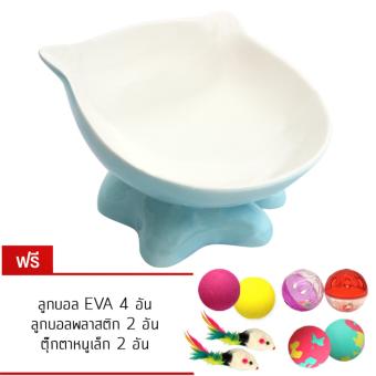 ชามแมว ชามอาหารแมว เซรามิค หน้าแมว ( สีฟ้า ) ชามแมว ชามอาหารแมว เซรามิค หน้าแมว ( สีฟ้า )