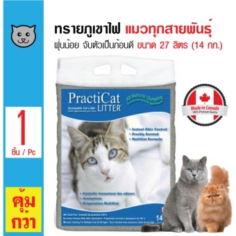 Practi Cat ทรายแมวภูเขาไฟ ฝุ่นน้อย จับตัวเป็นก้อนสำหรับแมวทุกสายพันธุ์ น้ำหนัก 14 กิโลกรัม (27 ลิตร) Practi Cat ทรายแมวภูเขาไฟ ฝุ่นน้อย จับตัวเป็นก้อนสำหรับแมวทุกสายพันธุ์ น้ำหนัก 14 กิโลกรัม (27 ลิตร)
