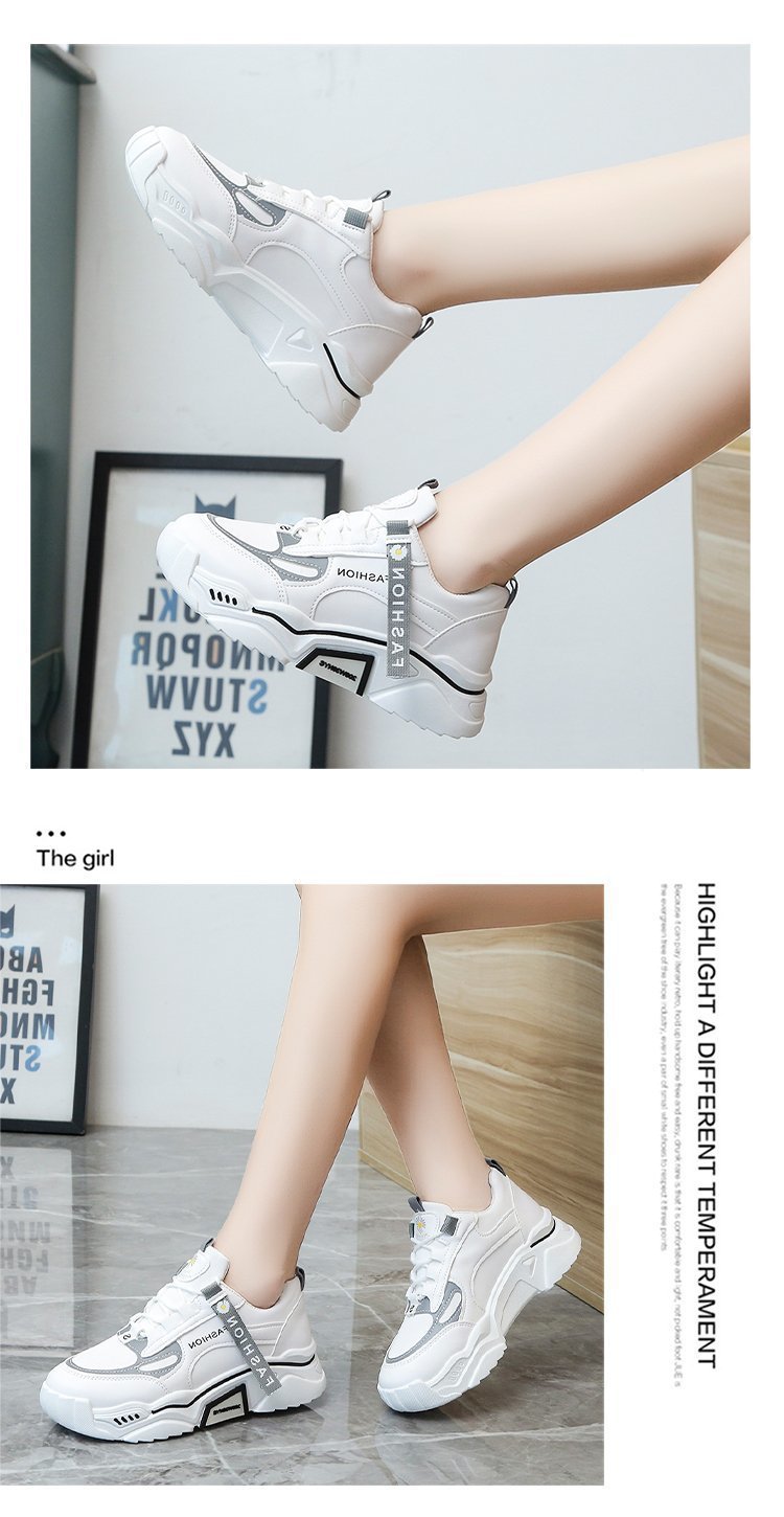 รูปภาพเพิ่มเติมเกี่ยวกับ Korean style women's white shoes sts all-match increase leisure sports รองเท้าผ้าใบ รองเท้าแฟชั่น รองเท้าผ้าใบผู้หญิง เสริมส้น 3- 5