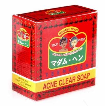 ( 3 ก้อน ) สบู่สิวสมุนไพร แอคเน่เคลียร์ สูตรต้นตำหรับมาดามเฮง Acne Clear Soap Madame Heng