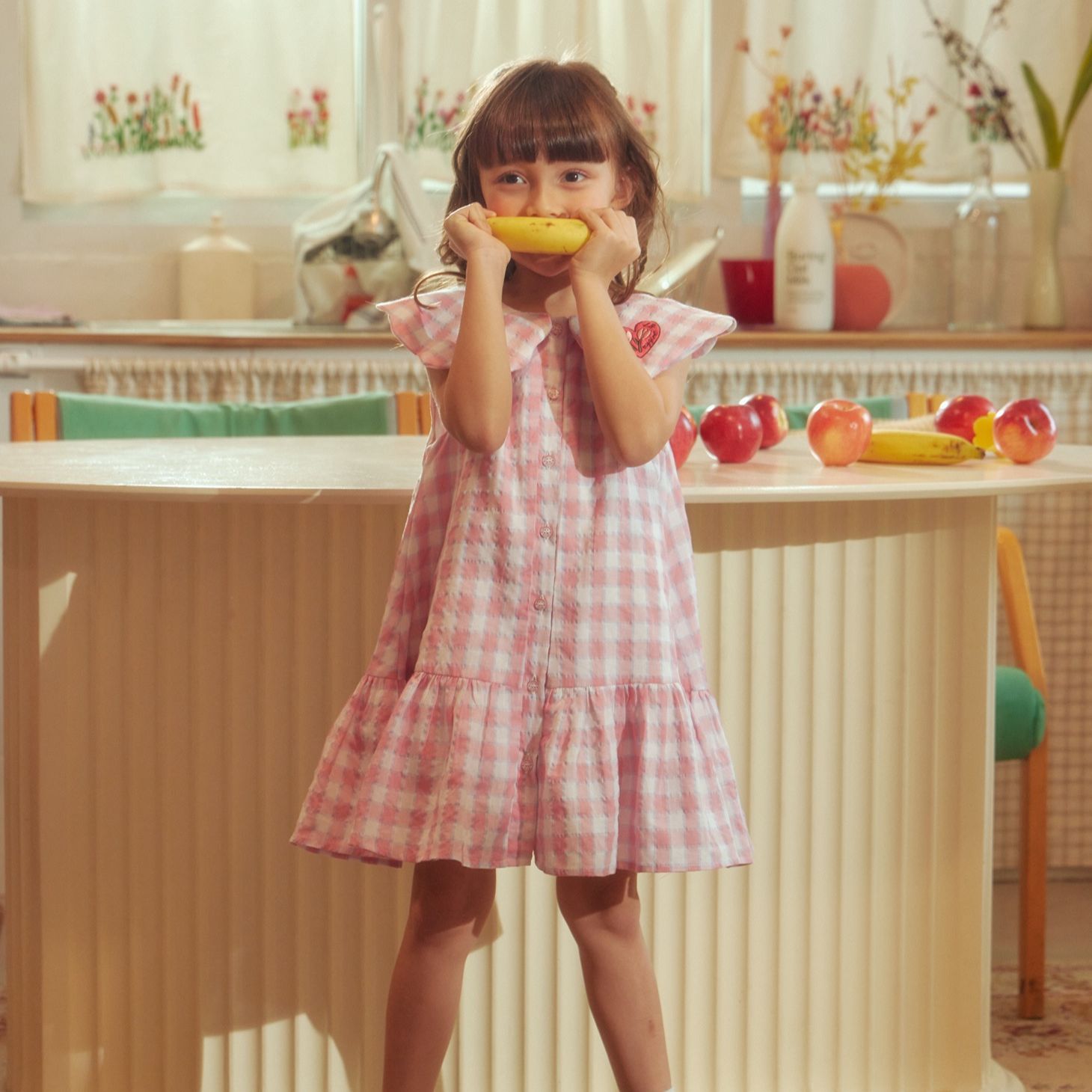 lookbookpetite tulip dress pink scott เดรสเด็ก แขนกุด สีชมพู ลายสก็อต ราคา 861 บาท*ส่งฟรี