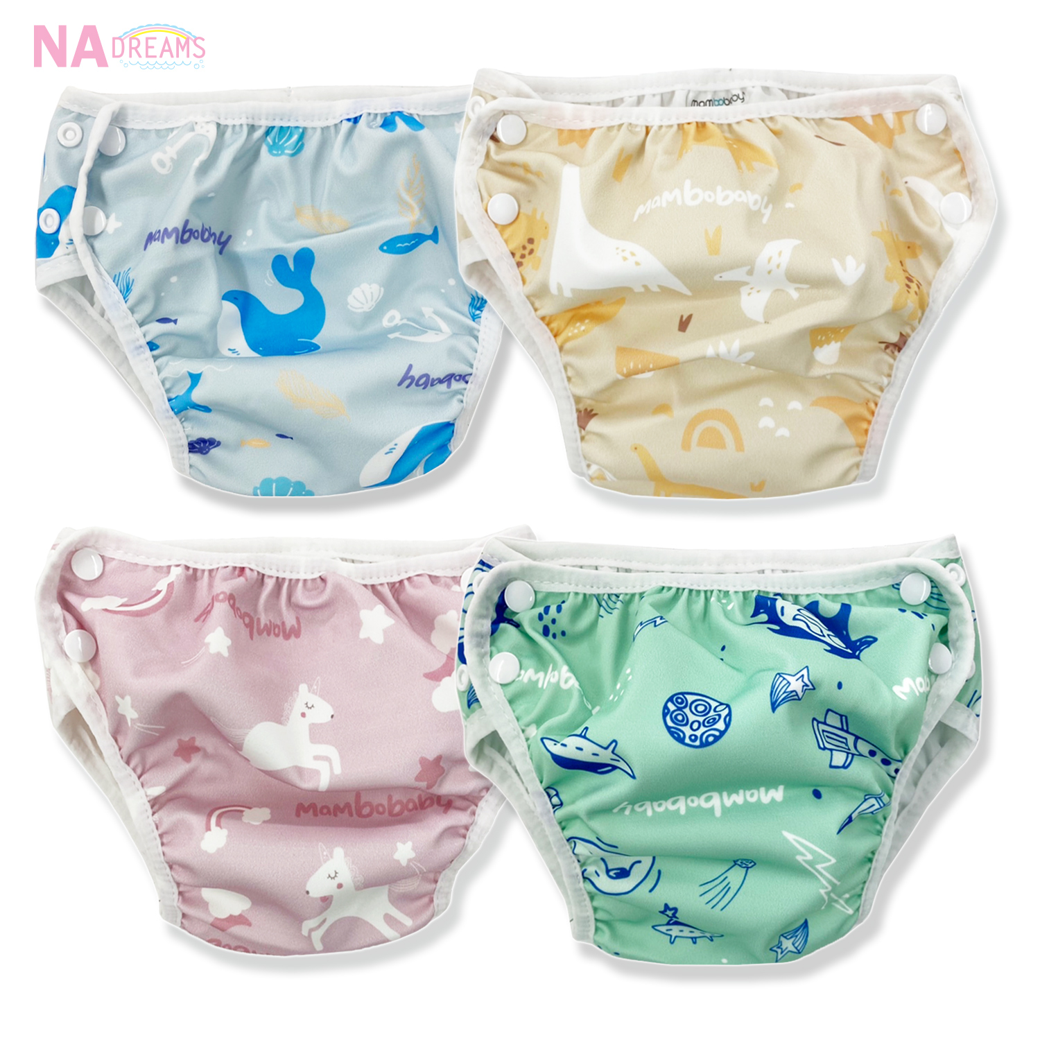 Mambobaby แพมเพิสว่ายน้ำเด็ก ผ้าอ้อมว่ายน้ำเด็ก 0 - 24 เดือน (0-15 kg) กางเกงผ้าอ้อมใส่ว่ายน้ำ แพมเพิสว่ายน้ำ ราคา 325 บาท*ส่งฟรี