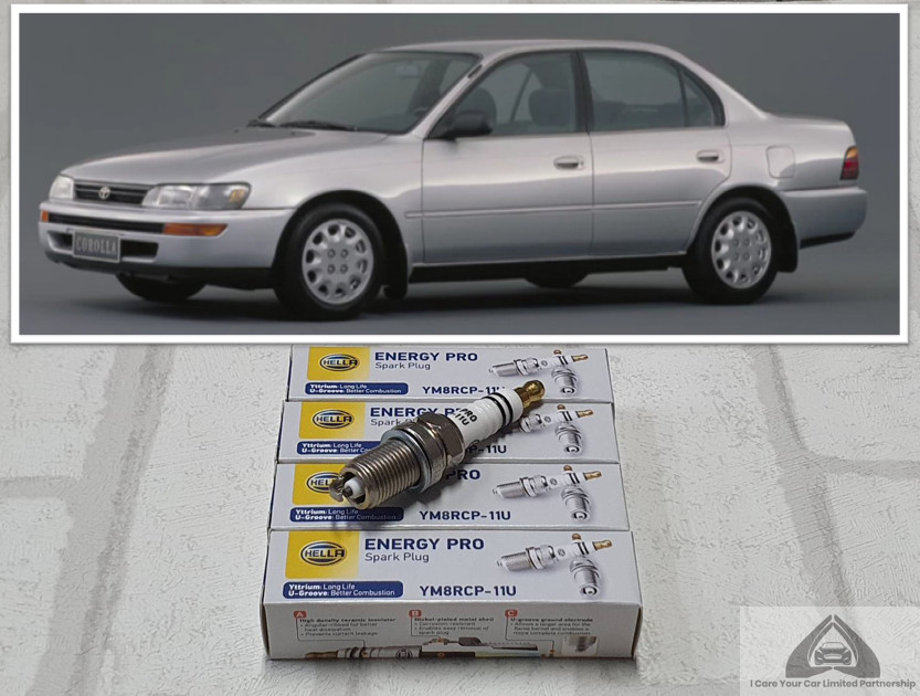 อุปกรณ์ประดับยนต์และชิ้นส่วนยานยนต์ หัวเทียน Toyota Corolla AE100 / AE101 โฉมสามห่วง ( 1991 - 1996 ) ชุด 4 หัว / 10 หัว ชนิดยิธเทรียม ระยะการใช้งาน 40,000 กม : Hella YM8RCP-11U