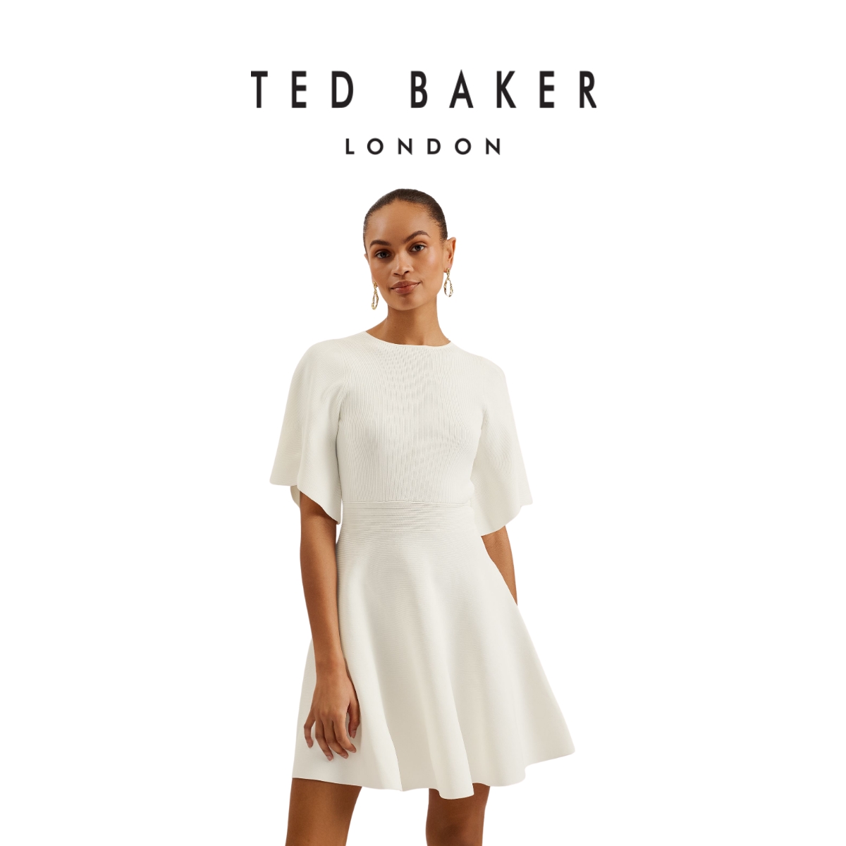 [Speical voucher 15%] Ted Baker Women's Oliviha Rib Engineered Skater Dress ราคา 4,595 บาท*ส่งฟรี