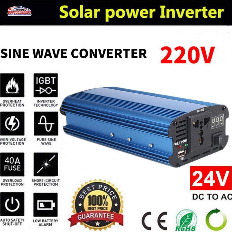 BGDG Portable Solar Power Inverter Car Inverter DC24V To AC220V Converter Modified Sine Wave 1600W Peak USB Aluminium Alloy Auto Inverter Powers BGDG Portable Solar Power Inverter Car Inverter DC24V To AC220V Converter Modified Sine Wave 1600W Peak USB Aluminium Alloy Auto Inverter Powers