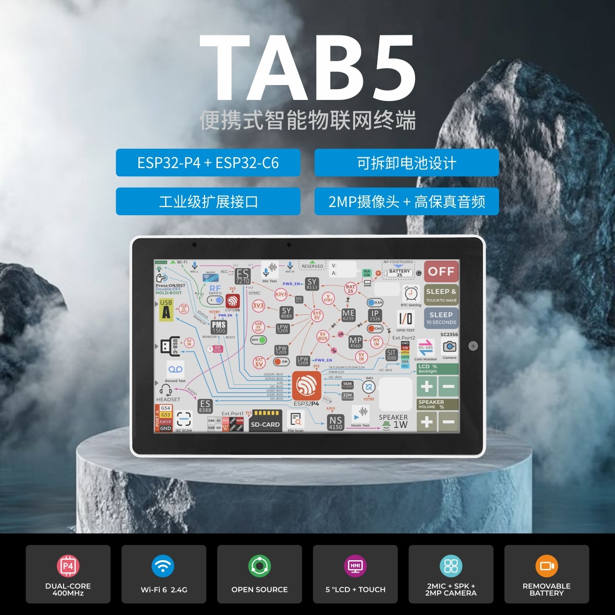 Portable Smart Iot Terminal M5Stack Tab5 Officially Esp32-P4 + Esp32-C6 ราคา 2,923 บาท*ส่งฟรี