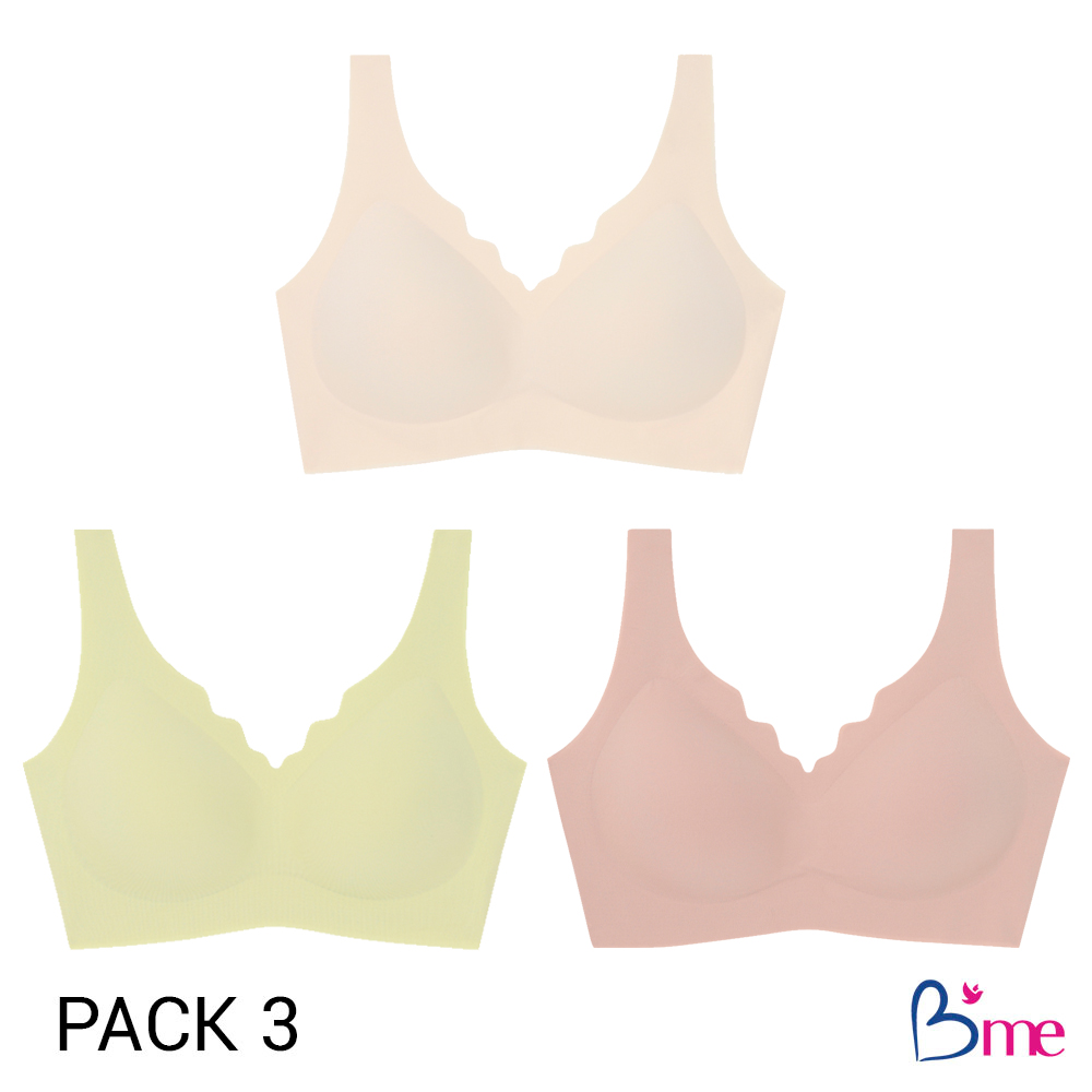 B'me เสื้อชั้นในไร้โครง รุ่น ME1A2B คละสี1 (สีเขียว สีเบจ สีครีม) คละสี2 (สีครีม สีดำ สีเบจ) (แพ็ก 3) ราคา 799 บาท*ส่งฟรี