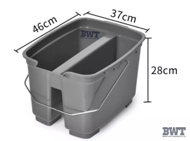 BWT​ถังชูเกอร์​ ถังใส่น้ำ ถังใส่น้ำยา ถังใส่อุปกรณ์แม่บ้าน ถัง2ช่อง สามารถแยกน้ำดี น้ำเสีย ถังสีเทา ขนาด 46x37x28 cm ราคา 330 บาท*ส่งฟรี