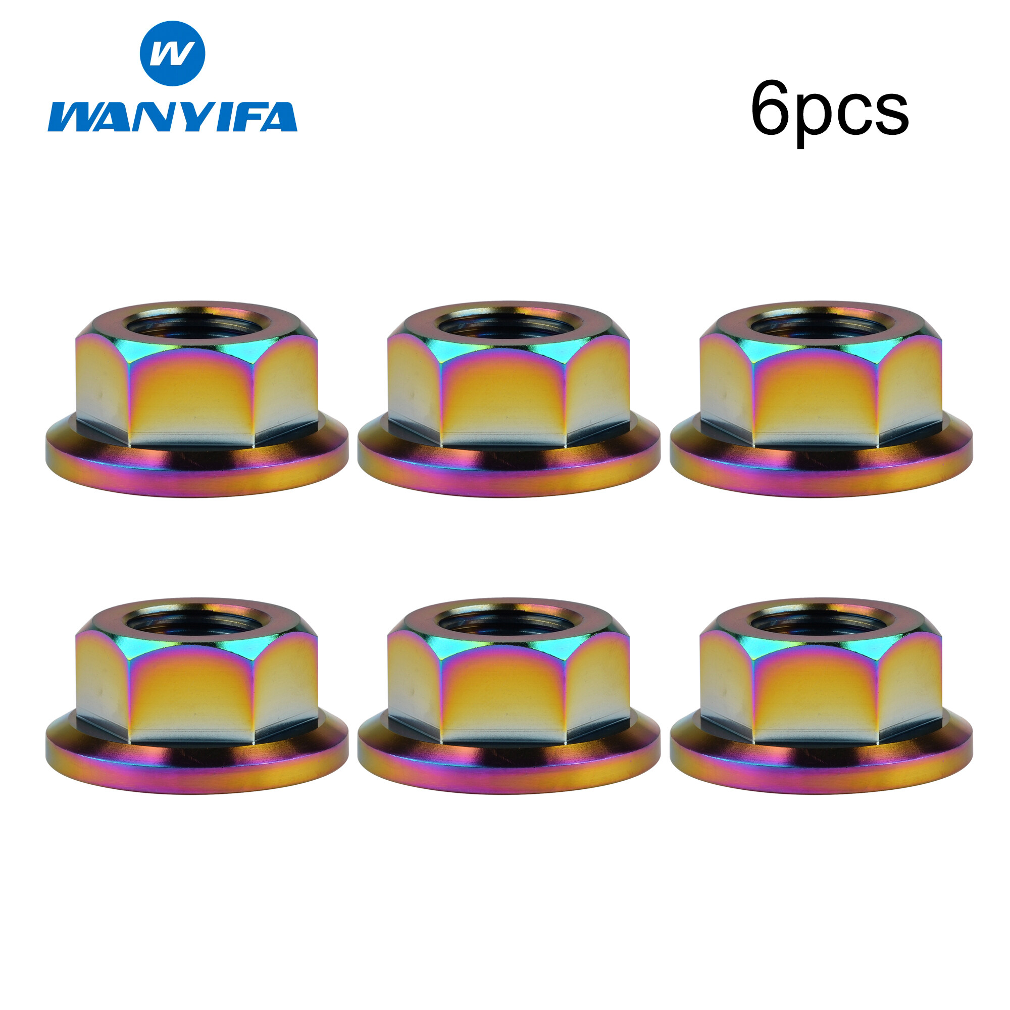 Wanyifa Đai Ốc Titan Wanyifa Đai Ốc Lục Giác Mặt Bích M6 X 1.0Mm Cho Phụ Tùng Xe Đạp Phụ Kiện Xe Đạp