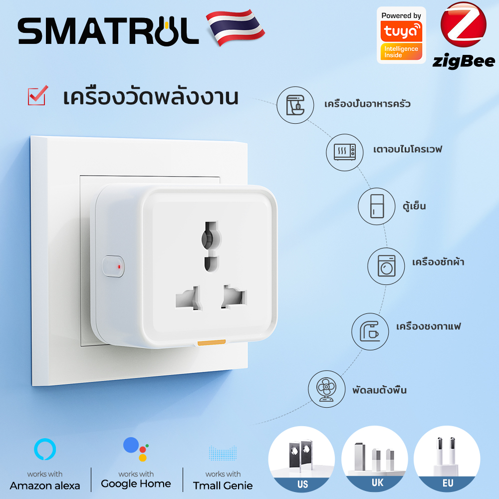 Smatrul Tuya Zigbee 3.0 16A 3500W Smart Plug with Energy Usage Monitoring System ราคา 319 บาท*ส่งฟรี