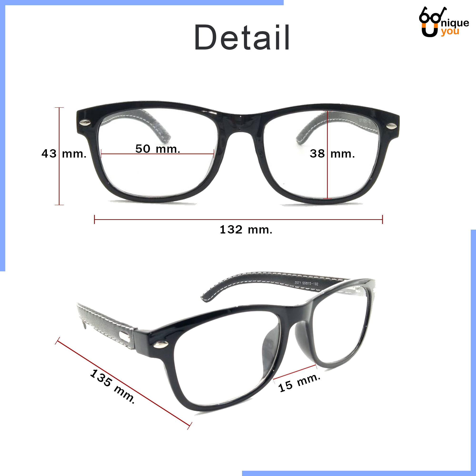 รูปภาพเพิ่มเติมของ Uniq แว่นสายตายาว แว่นสายตาสั้น ขาหนังPU กรอบแว่นหนังPU แว่นสายตา+กรอบแว่นตา แว่นสายตายาว-สั้น