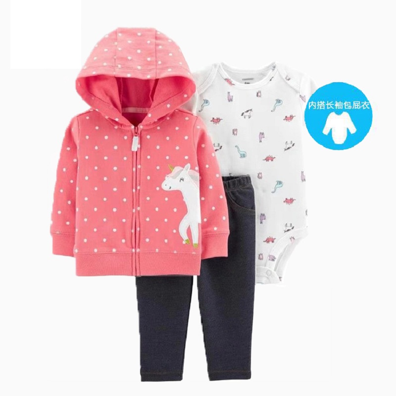 baby girl clothes cartoon 2019 autumn newborn boy outfit long sleeve sets hooded jacket unicorn+romper+pants winter clothing
