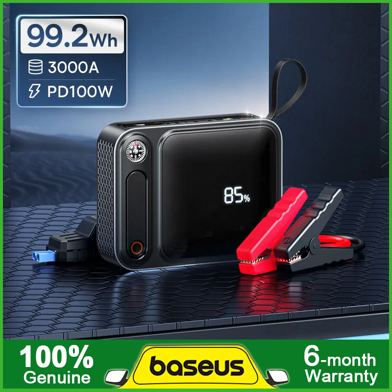 Baseus 3000A Car Jump Starter รถกระโดดเริ่มต้น Power Bank 26800mAh Car Starting Device With PD 100W Fast Charging Car Battery Charger Booster ราคา 5,060 บาท*ส่งฟรี