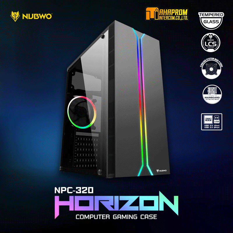 ภาพประกอบคำอธิบาย เคสคอมพิวเตอร์ไฟ RGB ATX (NP) NUBWO NPC-320 HORIZON สีขาว/สีดำ
