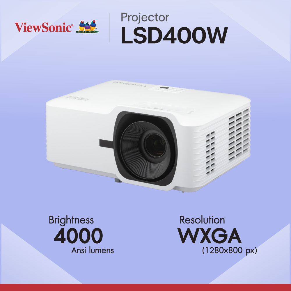 Viewsonic Lsd400W Laser Projector Projector 4000 Ansi Lumens Wxga (Suitable for Meeting Rooms/Classrooms/Offices, Competes with Light from Other Sources, Long Lifespan of 30,000 Hours. Long-Term Use, over 10 Years + Tax Certificate Available, 3-Year Cente ราคา 25,500 บาท*ส่งฟรี