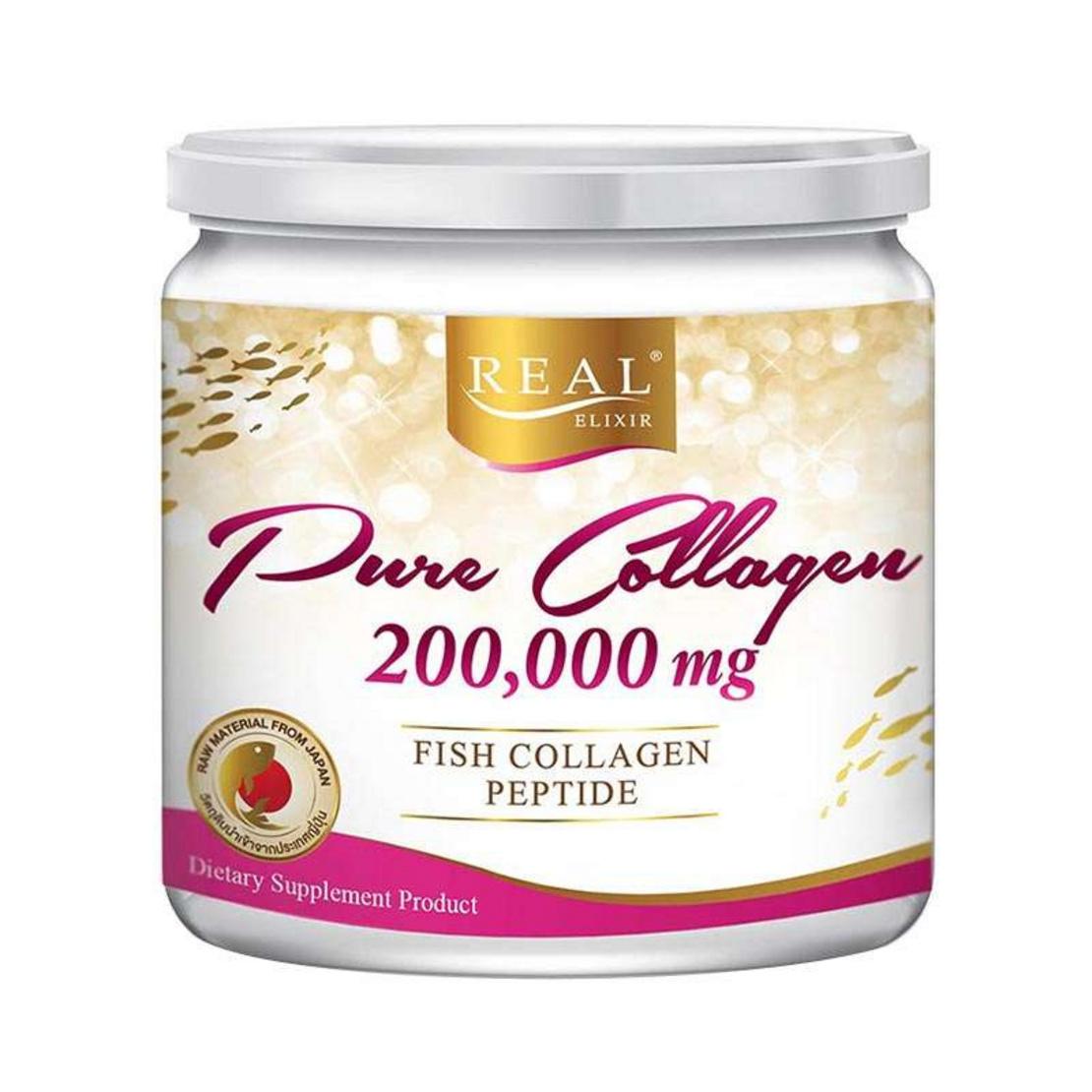 Real Elixir Pure Collagen 200,000 mg.  x 1 กระป๋อง  เรียล อิลิกเซอร์ เพียว คอลลาเจน เปปไทด์ บำรุงผิว ผิวใส บำรุงข้อ