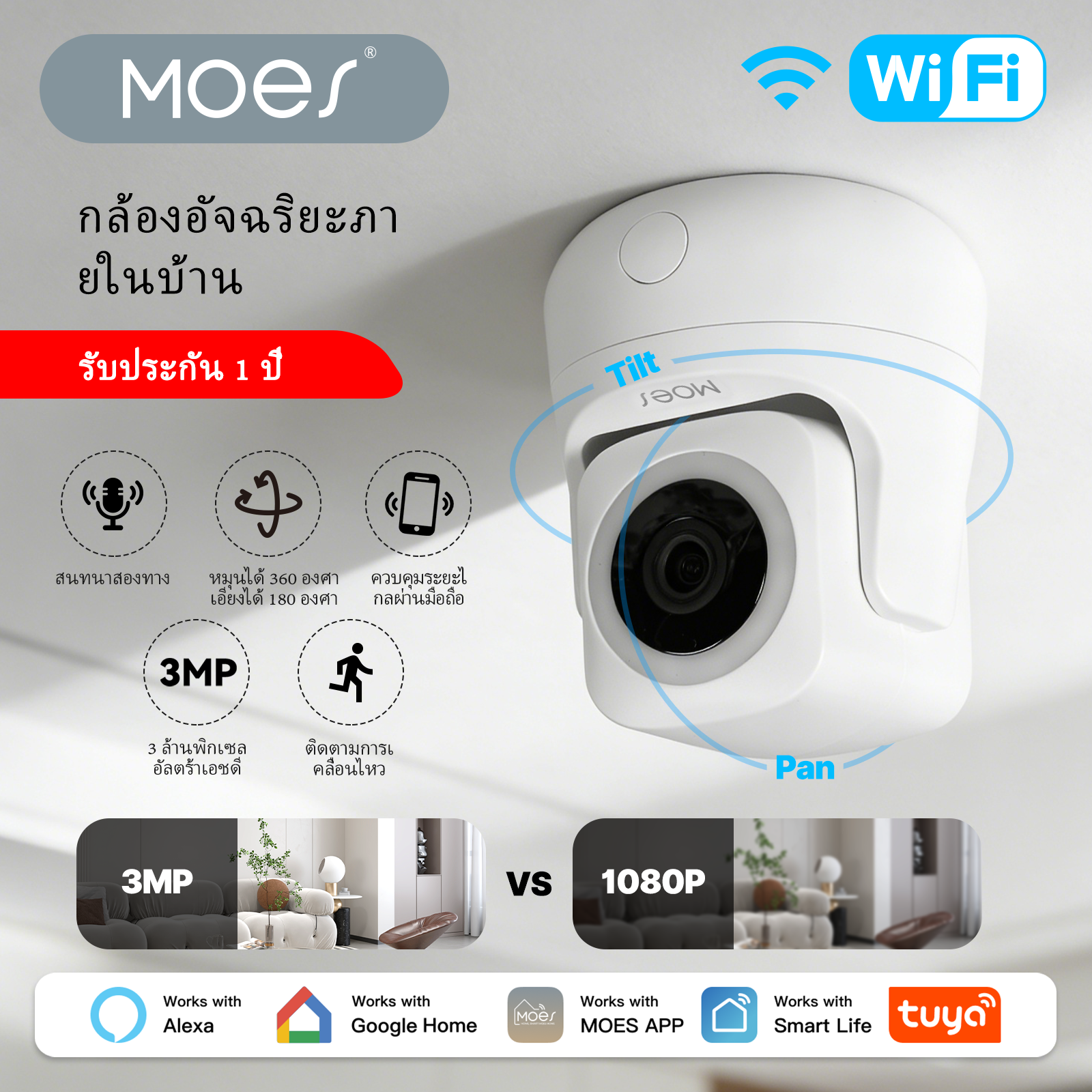 Mobile Cctv Robot for Pets Within the Home, 1080P Resolution | Rotates 360 Degrees, Can Be Seen at Night. | Two-Way Sound System | Automatic Charging | Controlled Via App Suitable for Pets, Children and the Elderly. ราคา 658 บาท*ส่งฟรี