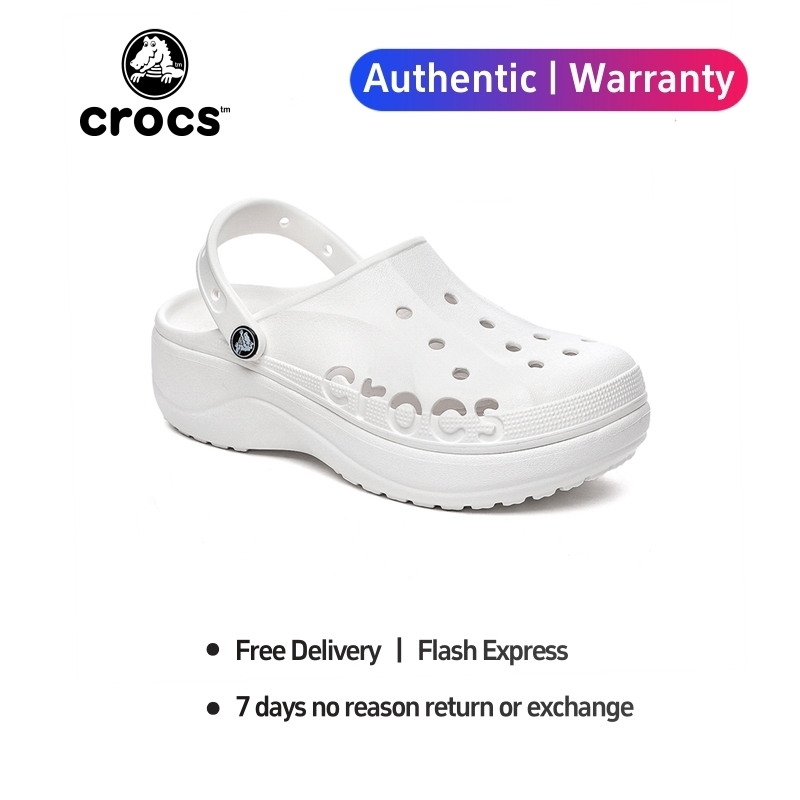 [Authentic 100%] Crocs Baya Platform Clog " White " Sports Sandals 208186 - 100 From Duty-free Store ราคา 1,330 บาท*ส่งฟรี