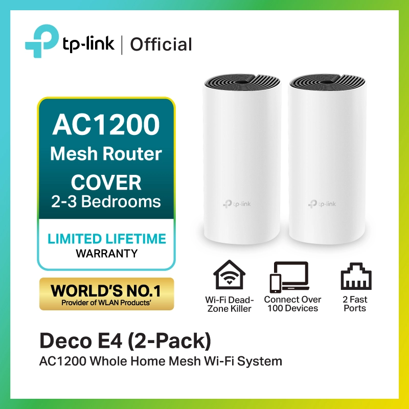 ภาพหน้าปกสินค้าTP-Link Deco E4 AC1200 Whole Home Mesh WiFi 1 กล่อง 2 เครื่อง พอร์ต 10/100 Mbps 2 ช่อง ตัวขยายสัญญาณ WiFi รับประกันตลอดการใช จากร้าน TP-Link บน Lazada