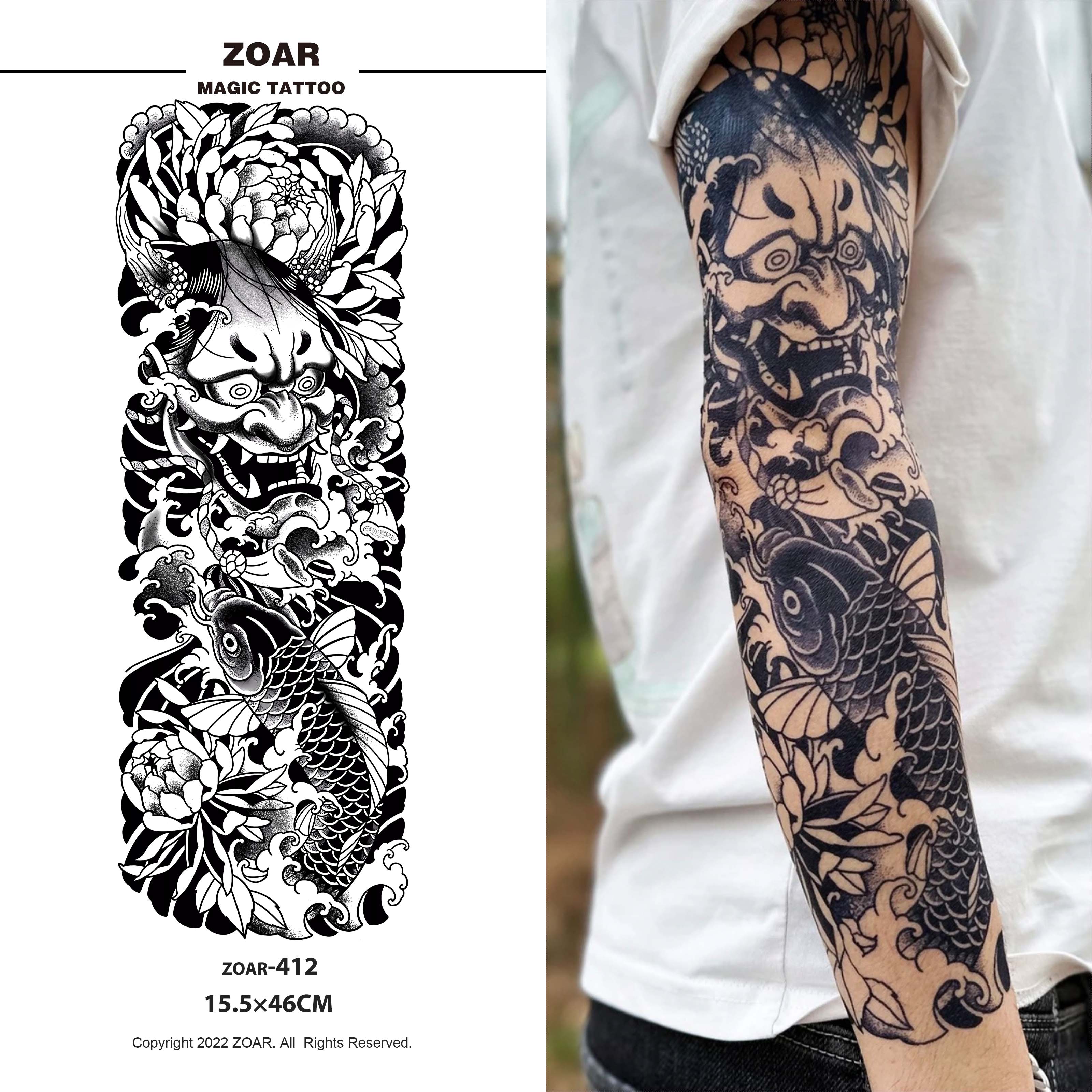ZOAR พร้อมส่ง🚛 A045Magic tattoo รูปแบบคนดังทางอินเทอร์เน็ตยอดนิยมของผู้ชาย สติ๊กเกอร์รอยสักสมุนไพร กันน้ำ กันรอย ยาวนาน กึ่งถาวร แสดงสี เหม
